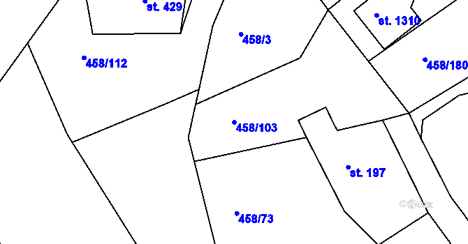 Parcela st. 458/103 v KÚ Adamov, Katastrální mapa