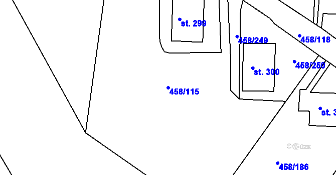 Parcela st. 458/115 v KÚ Adamov, Katastrální mapa