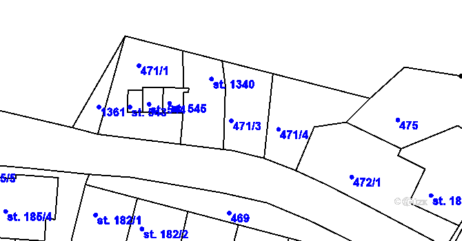 Parcela st. 471/3 v KÚ Adamov, Katastrální mapa
