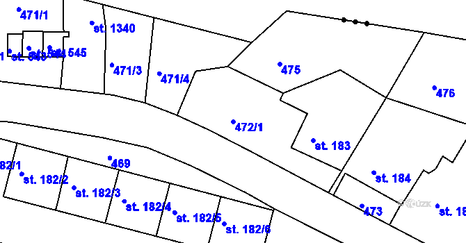 Parcela st. 472/1 v KÚ Adamov, Katastrální mapa