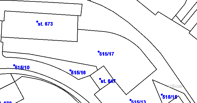Parcela st. 515/17 v KÚ Adamov, Katastrální mapa
