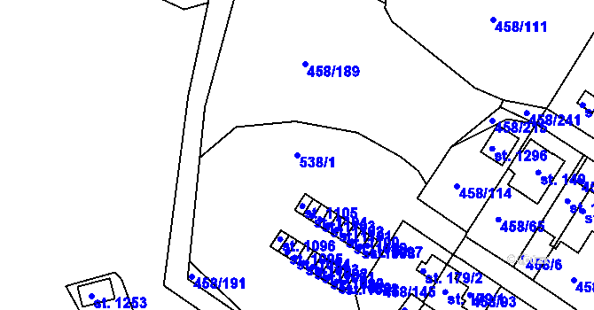 Parcela st. 538/1 v KÚ Adamov, Katastrální mapa