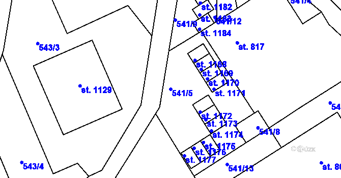 Parcela st. 541/5 v KÚ Adamov, Katastrální mapa