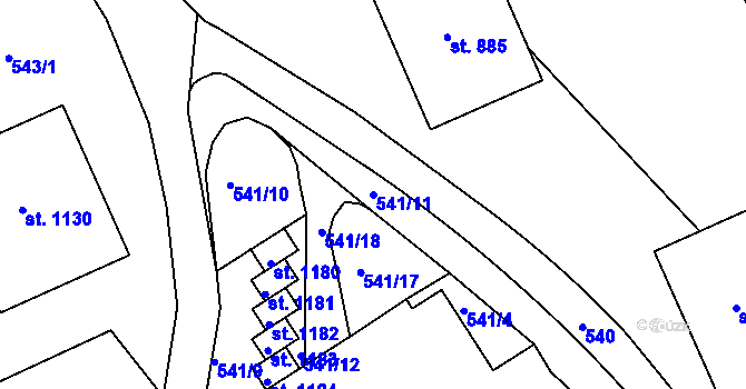 Parcela st. 541/11 v KÚ Adamov, Katastrální mapa