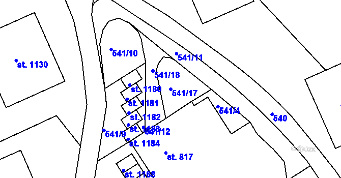 Parcela st. 541/17 v KÚ Adamov, Katastrální mapa