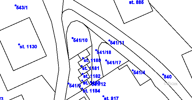 Parcela st. 541/18 v KÚ Adamov, Katastrální mapa