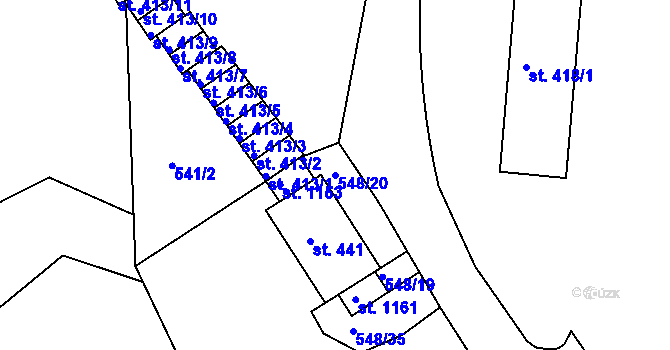Parcela st. 548/20 v KÚ Adamov, Katastrální mapa
