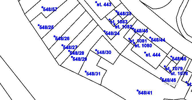 Parcela st. 548/30 v KÚ Adamov, Katastrální mapa