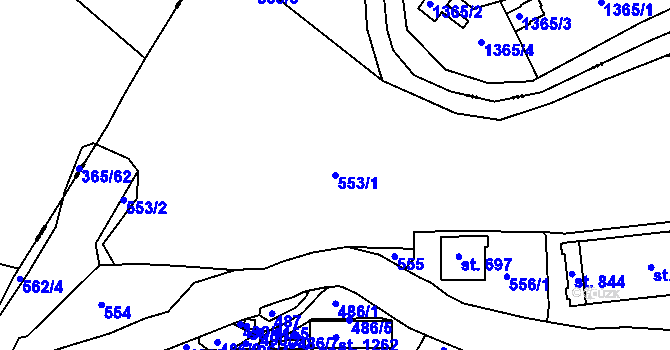 Parcela st. 553/1 v KÚ Adamov, Katastrální mapa