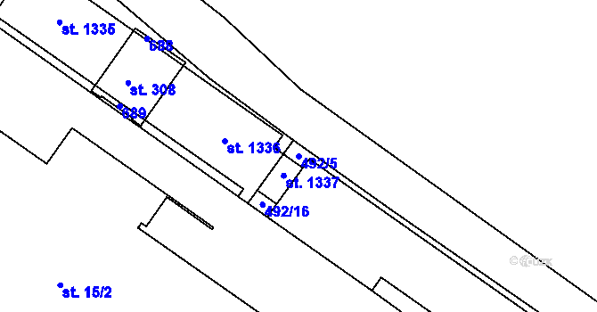 Parcela st. 492/5 v KÚ Adamov, Katastrální mapa