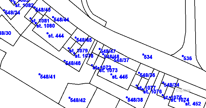 Parcela st. 548/48 v KÚ Adamov, Katastrální mapa