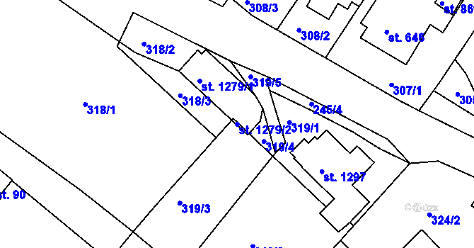 Parcela st. 1279/2 v KÚ Adamov, Katastrální mapa