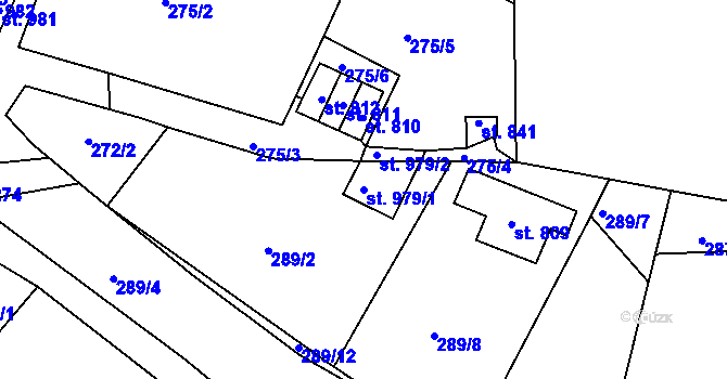 Parcela st. 979/1 v KÚ Adamov, Katastrální mapa