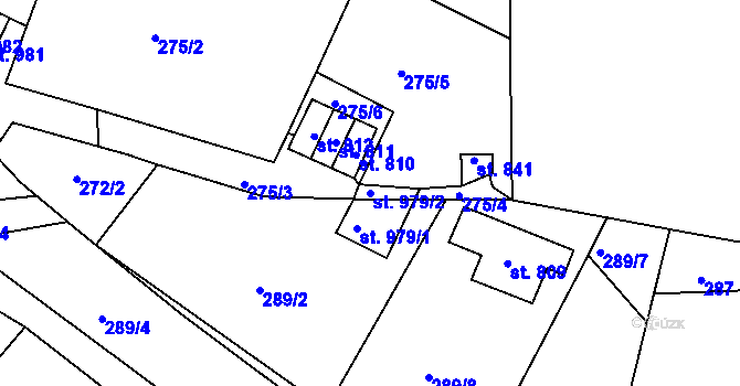 Parcela st. 979/2 v KÚ Adamov, Katastrální mapa