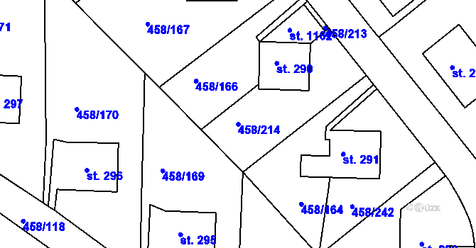 Parcela st. 458/214 v KÚ Adamov, Katastrální mapa