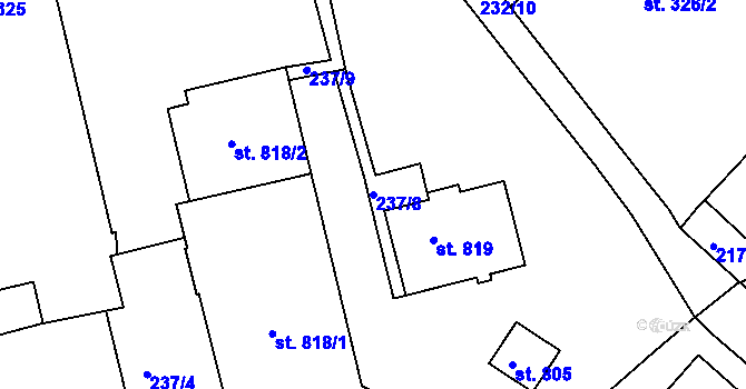 Parcela st. 237/8 v KÚ Adamov, Katastrální mapa