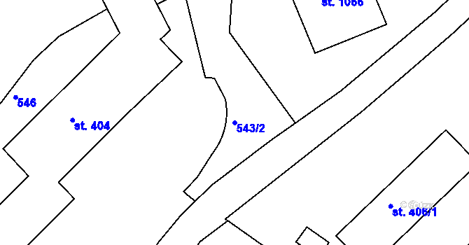 Parcela st. 543/2 v KÚ Adamov, Katastrální mapa