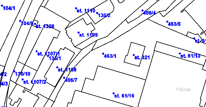 Parcela st. 463/1 v KÚ Adamov, Katastrální mapa