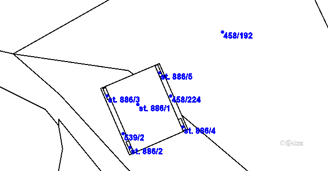 Parcela st. 458/224 v KÚ Adamov, Katastrální mapa