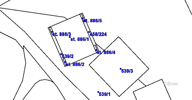 Parcela st. 886/4 v KÚ Adamov, Katastrální mapa