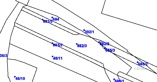 Parcela st. 46/14 v KÚ Adamov, Katastrální mapa