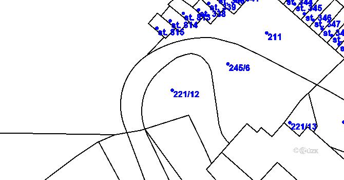 Parcela st. 221/12 v KÚ Adamov, Katastrální mapa