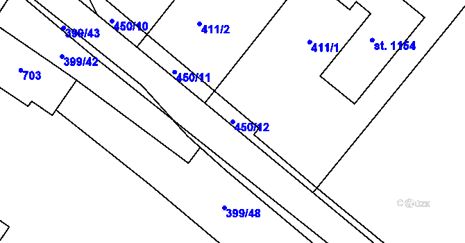 Parcela st. 450/12 v KÚ Adamov, Katastrální mapa