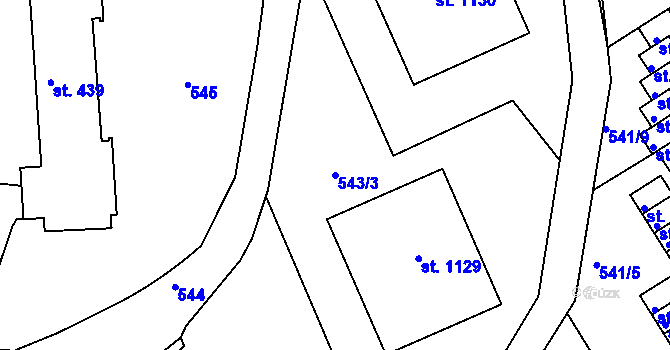 Parcela st. 543/3 v KÚ Adamov, Katastrální mapa