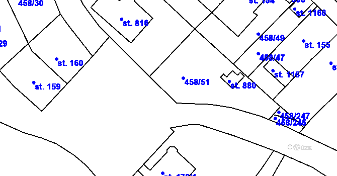 Parcela st. 458/244 v KÚ Adamov, Katastrální mapa