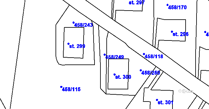 Parcela st. 458/249 v KÚ Adamov, Katastrální mapa