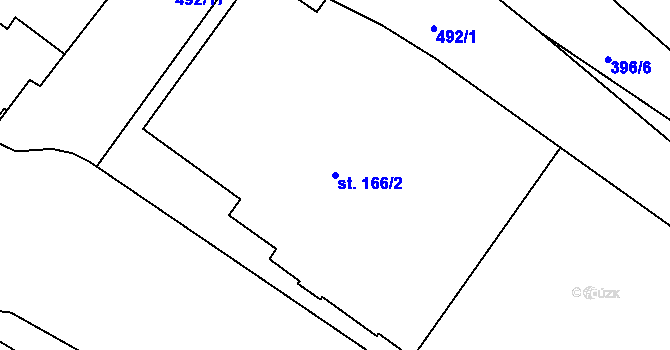 Parcela st. 166/2 v KÚ Adamov, Katastrální mapa
