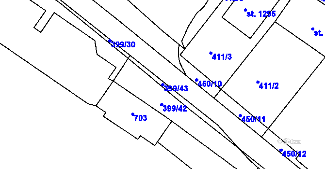 Parcela st. 399/43 v KÚ Adamov, Katastrální mapa