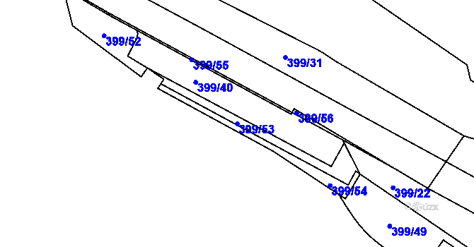 Parcela st. 399/53 v KÚ Adamov, Katastrální mapa
