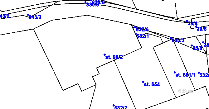 Parcela st. 96/2 v KÚ Horní Adršpach, Katastrální mapa