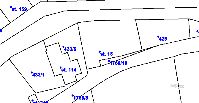 Parcela st. 15 v KÚ Albeř, Katastrální mapa