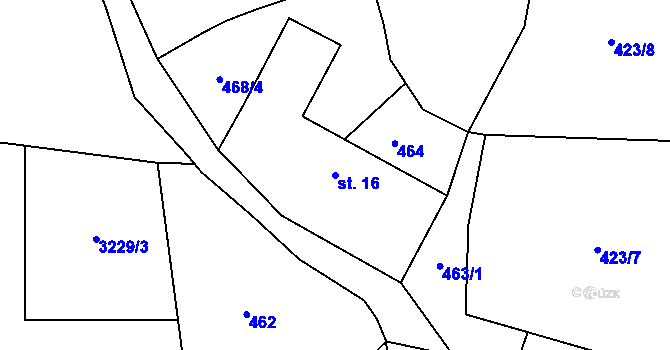 Parcela st. 16 v KÚ Albeř, Katastrální mapa