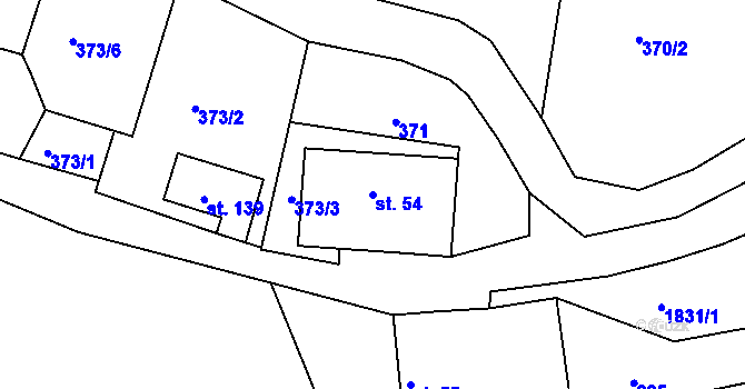 Parcela st. 54 v KÚ Albeř, Katastrální mapa