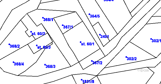 Parcela st. 60/1 v KÚ Albeř, Katastrální mapa