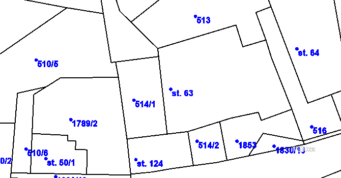Parcela st. 63 v KÚ Albeř, Katastrální mapa