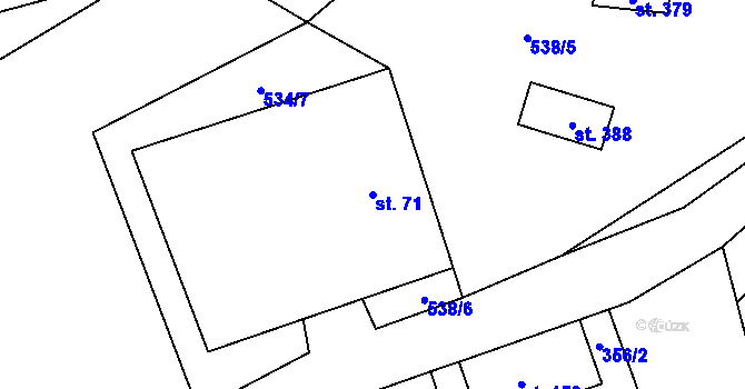 Parcela st. 71 v KÚ Albeř, Katastrální mapa
