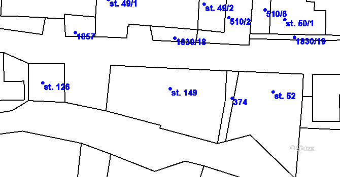 Parcela st. 149 v KÚ Albeř, Katastrální mapa