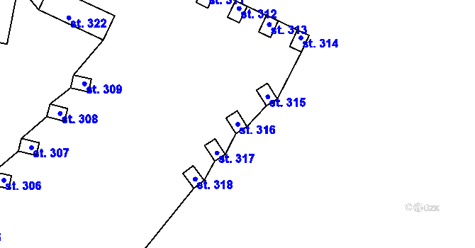 Parcela st. 316 v KÚ Albeř, Katastrální mapa