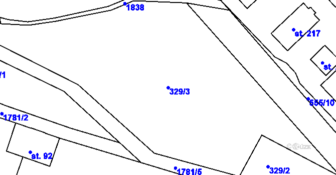 Parcela st. 329/3 v KÚ Albeř, Katastrální mapa