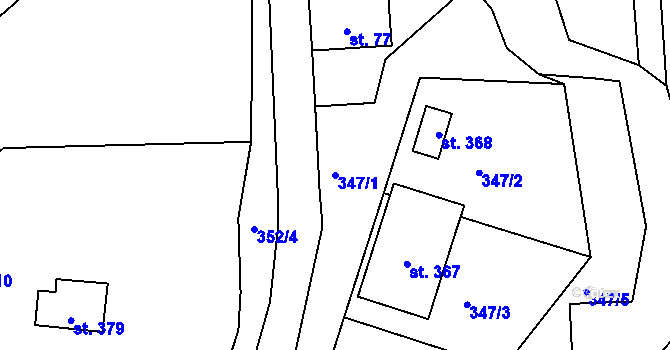 Parcela st. 347/1 v KÚ Albeř, Katastrální mapa