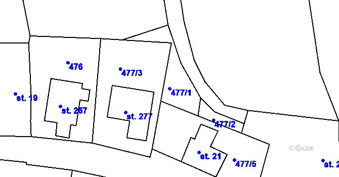 Parcela st. 477/1 v KÚ Albeř, Katastrální mapa