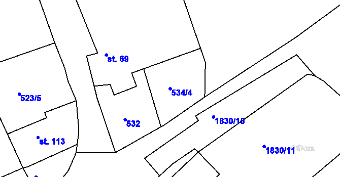 Parcela st. 534/4 v KÚ Albeř, Katastrální mapa