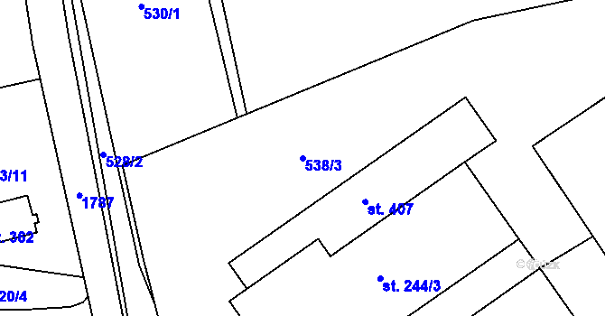 Parcela st. 538/3 v KÚ Albeř, Katastrální mapa