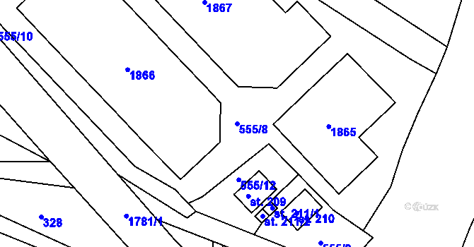 Parcela st. 555/8 v KÚ Albeř, Katastrální mapa