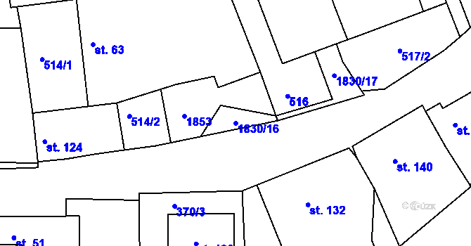 Parcela st. 1830/16 v KÚ Albeř, Katastrální mapa