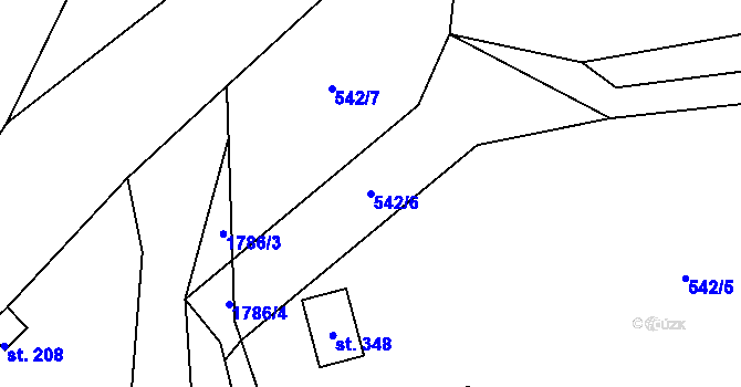 Parcela st. 542/6 v KÚ Albeř, Katastrální mapa